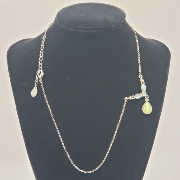 Vintage CH Carolina Herrara Green & Turquoise Gemstones Necklace - Picture 6 of 7